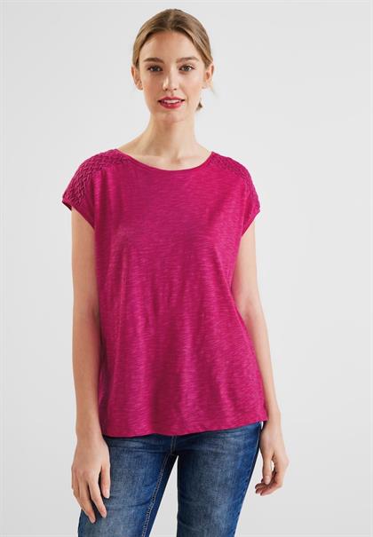 Shirt mit Spitzeneinsatz nu pink