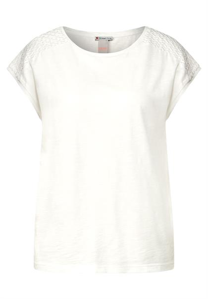 Shirt mit Spitzeneinsatz off white