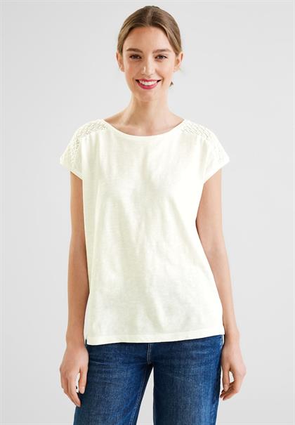 Shirt mit Spitzeneinsatz off white
