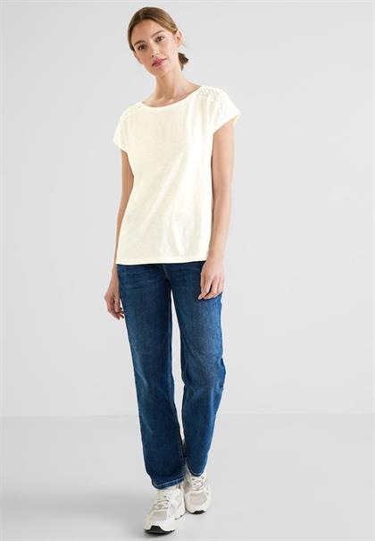 Shirt mit Spitzeneinsatz off white
