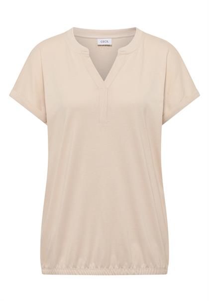 Shirt mit Split Neck im Tunika-Look pearl beige