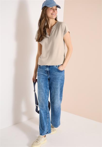 Shirt mit Split Neck im Tunika-Look pearl beige