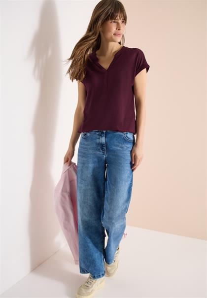 Shirt mit Split Neck im Tunika-Look sweet grape red