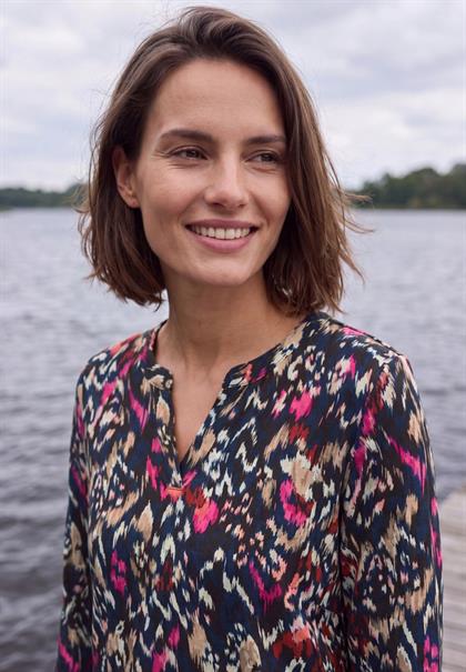 Shirt mit Split Neck im Tunika-Look truffle brown