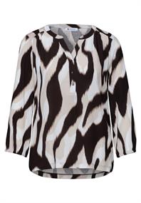 Shirt mit Split Neck und Strukturmix espresso brown