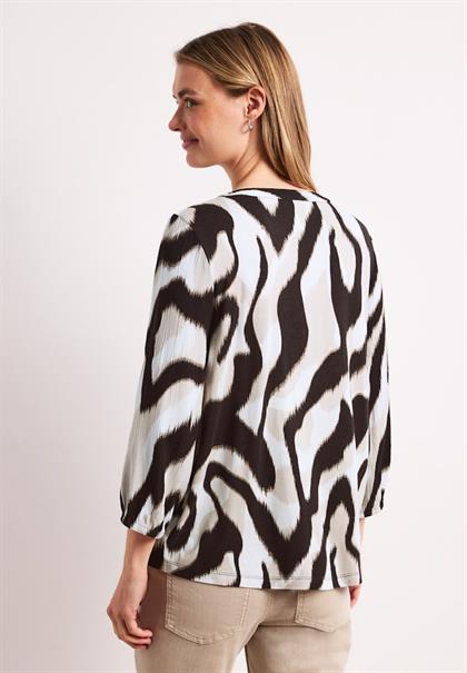 Shirt mit Split Neck und Strukturmix espresso brown