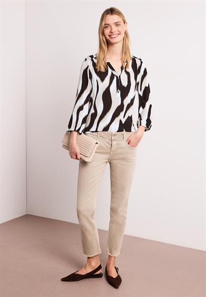 Shirt mit Split Neck und Strukturmix espresso brown