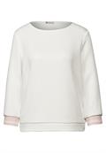 Shirt mit Streifen-Bündchen off white