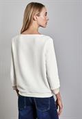 Shirt mit Streifen-Bündchen off white