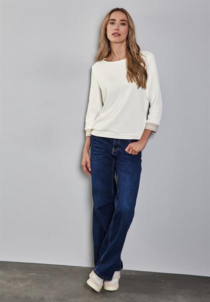 Shirt mit Streifen-Bündchen off white