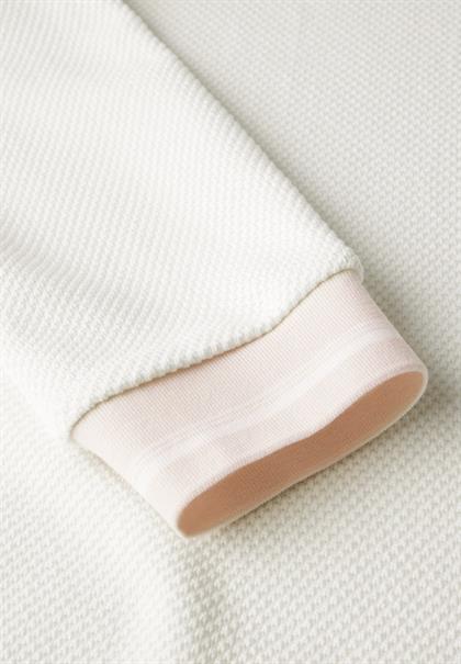 Shirt mit Streifen-Bündchen off white
