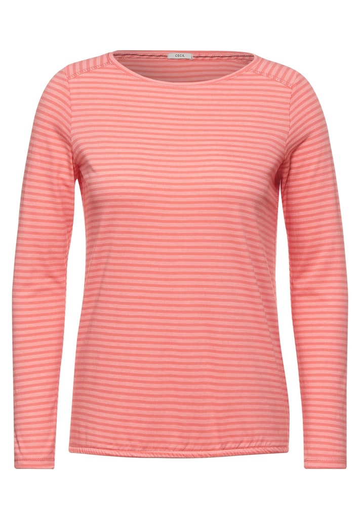 Cecil Damen Longsleeve Shirt mit Streifen Muster rose pepper bequem online  kaufen bei