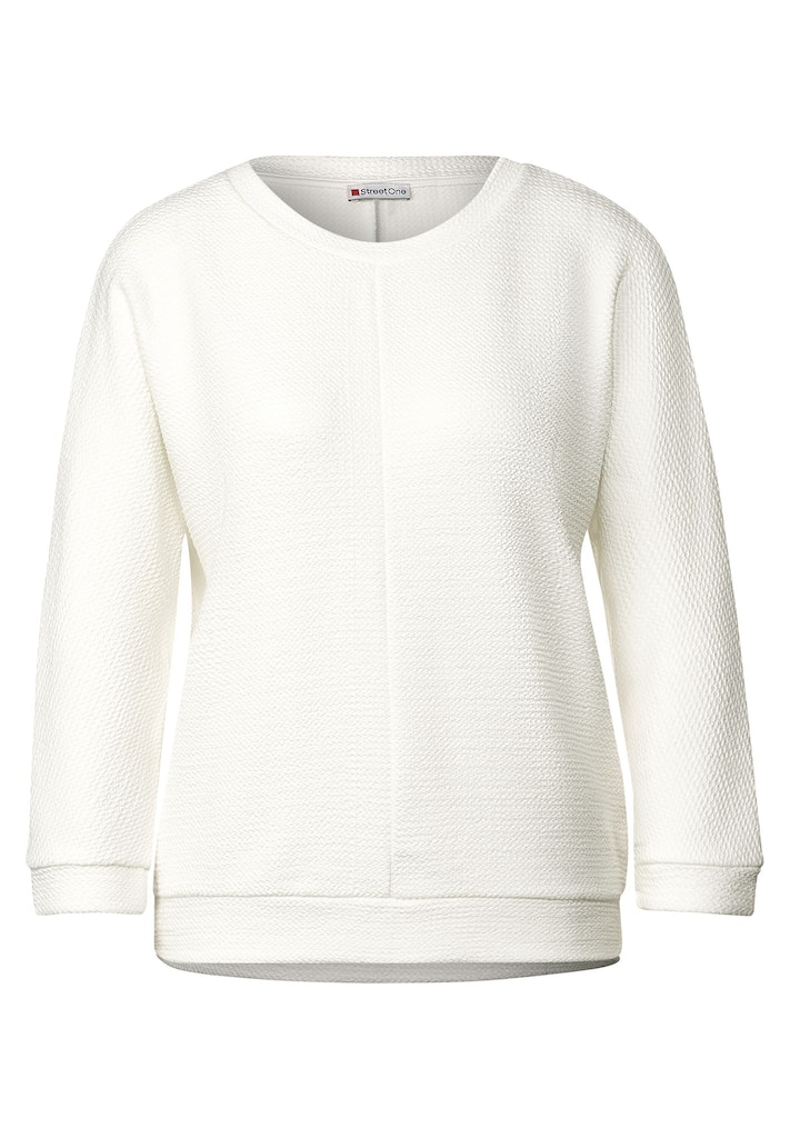 Street One Damen Longsleeve Shirt mit Struktur off white bequem online  kaufen bei | Rundhalsshirts