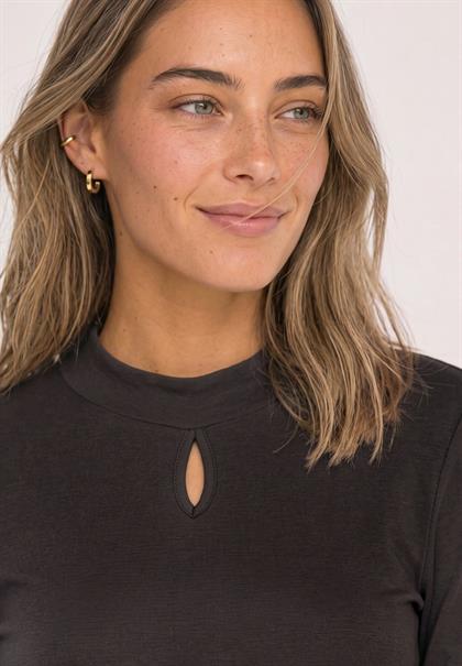 Shirt mit Turtle Neck und Schlitzdetail black coffee