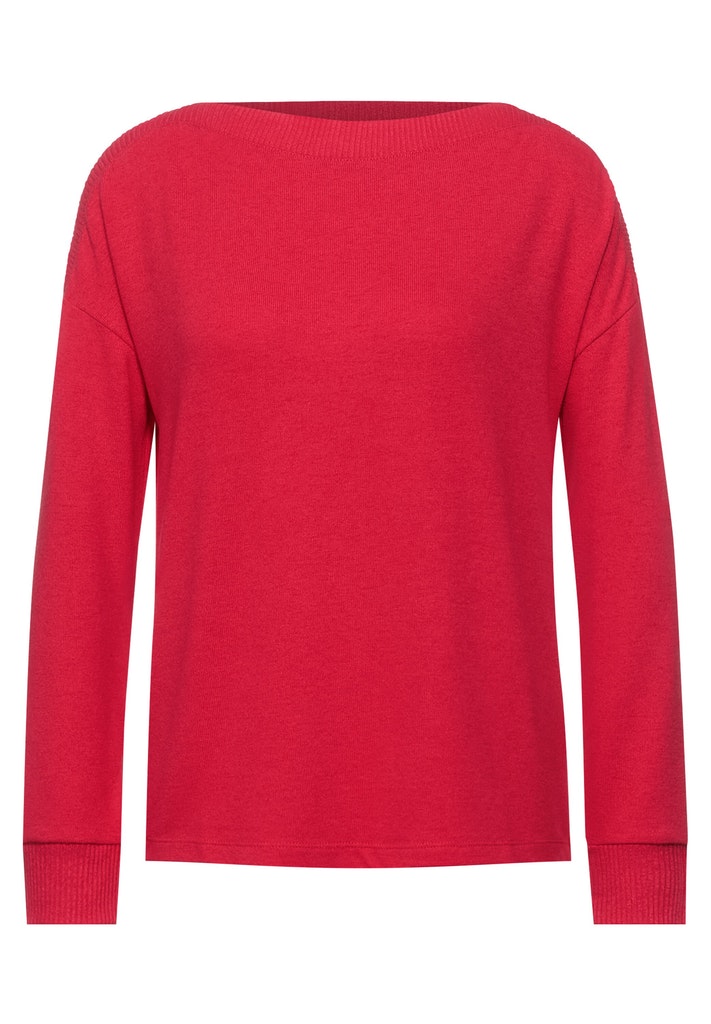 Street One Damen Longsleeve Shirt mit U-Boot Ausschnitt beloved raspberry  bequem online kaufen bei