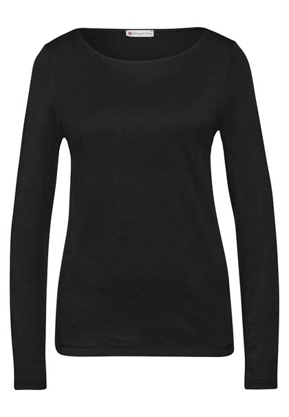 Shirt mit U-Boot-Ausschnitt black