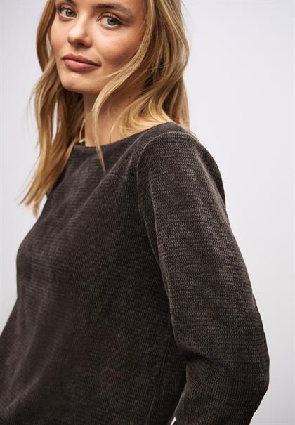 Shirt mit U-Boot-Ausschnitt deep roast brown