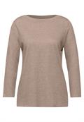 Shirt mit U-Boot Ausschnitt mocca sand melange