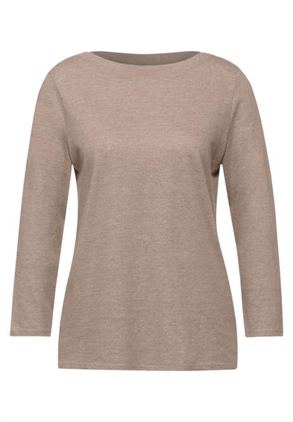 Shirt mit U-Boot Ausschnitt mocca sand melange