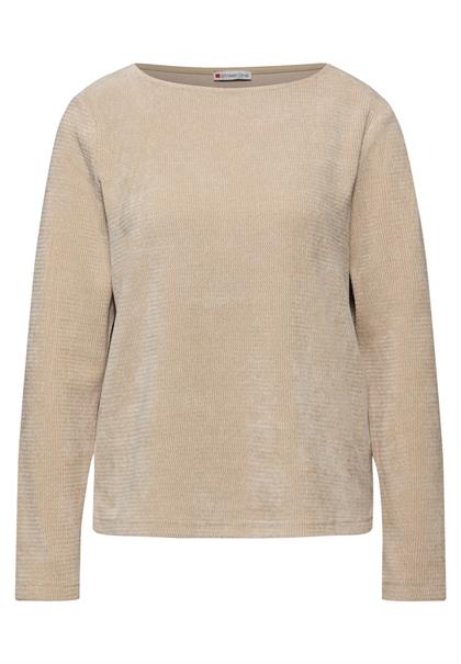 Shirt mit U-Boot-Ausschnitt sanded beige
