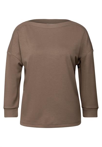 Shirt mit U-Boot-Ausschnitt silk brown