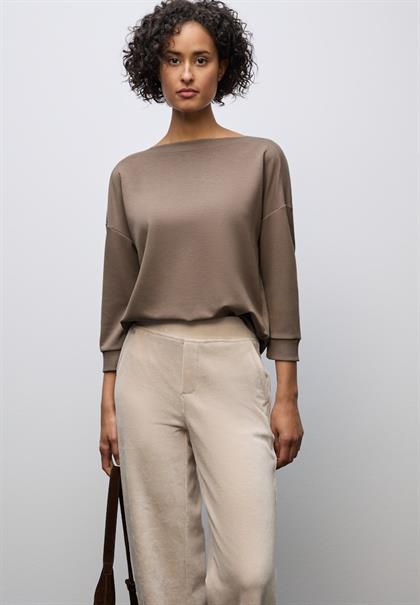 Shirt mit U-Boot-Ausschnitt silk brown