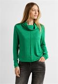 Shirt mit Volumenkragen cosy easy green melange