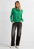 Shirt mit Volumenkragen cosy easy green melange