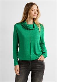 Shirt mit Volumenkragen cosy easy green melange