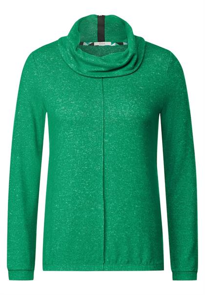 Shirt mit Volumenkragen cosy easy green melange