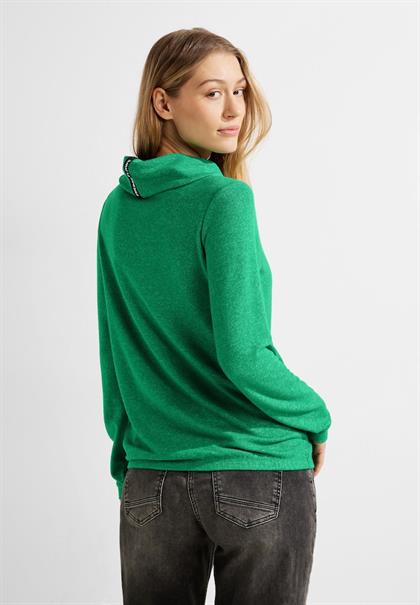 Shirt mit Volumenkragen cosy easy green melange