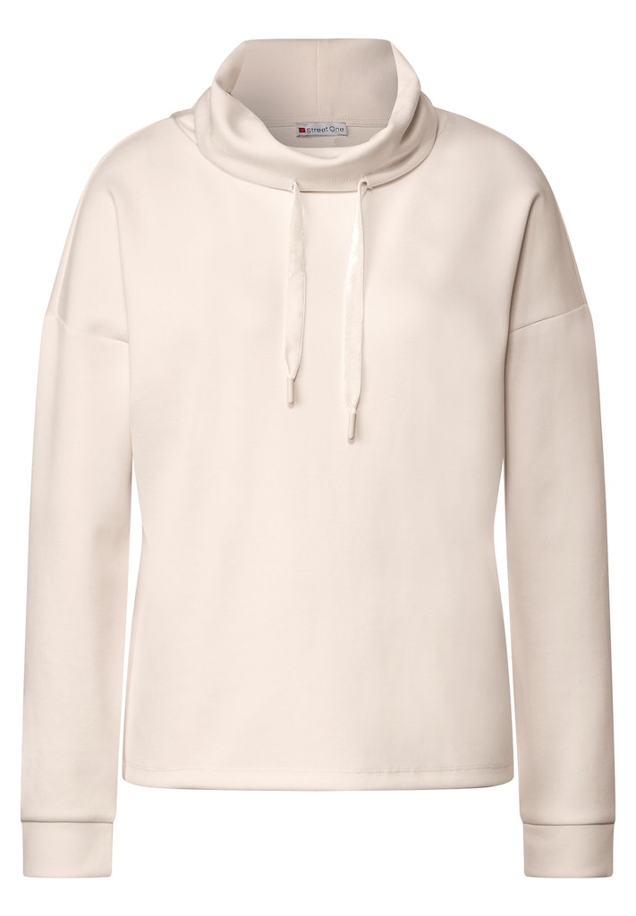 Street One Damen Longsleeve Shirt mit Volumenkragen lucid white bequem  online kaufen bei