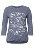 Shirt mit Wording Print deep blue melange