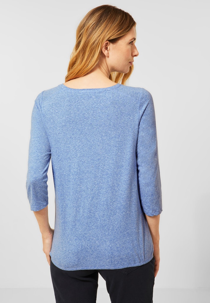 Cecil Damen Longsleeve Shirt mit Wording Print dusk sky blue melange bequem  online kaufen bei