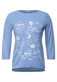 Shirt mit Wording Print dusk sky blue melange