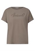 Shirt mit Wording-Stickerei dark tumbled beige