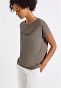 Shirt mit Wording-Stickerei dark tumbled beige