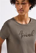 Shirt mit Wording-Stickerei dark tumbled beige