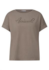 Shirt mit Wording-Stickerei dark tumbled beige