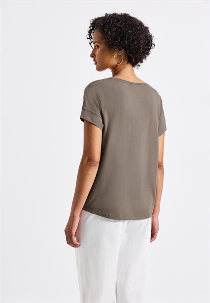 Shirt mit Wording-Stickerei dark tumbled beige