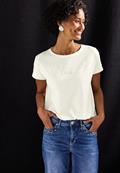 Shirt mit Wording-Stickerei off white