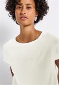 Shirt mit Wording-Stickerei off white