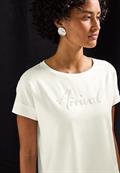 Shirt mit Wording-Stickerei off white