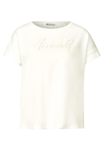 Shirt mit Wording-Stickerei off white
