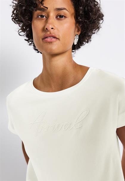 Shirt mit Wording-Stickerei off white