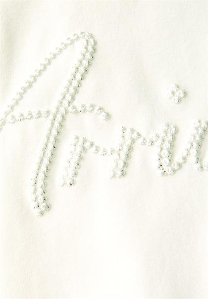 Shirt mit Wording-Stickerei off white