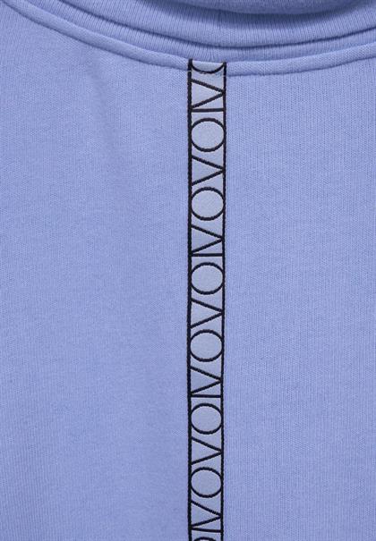 Shirt mit Wording Tape shiny blue melange
