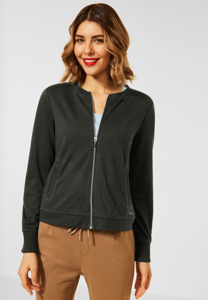 Street One Damen Sweatshirt Shirtjacke mit Zipper bassy olive bequem online  kaufen bei