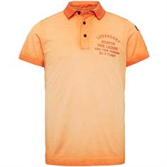 Short sleeve polo light pique cold dye amberglow