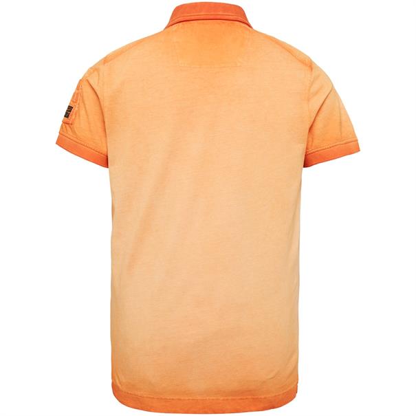 Short sleeve polo light pique cold dye amberglow